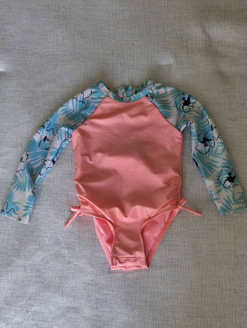 Cat & Jack pink and blue one piece Kids swimsuit Long sleeve zipper pool Beach